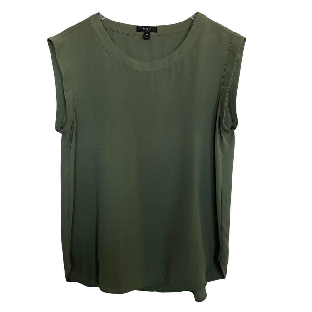 J Crew Olive Green Sleeveless Blouse Size 12 Tall